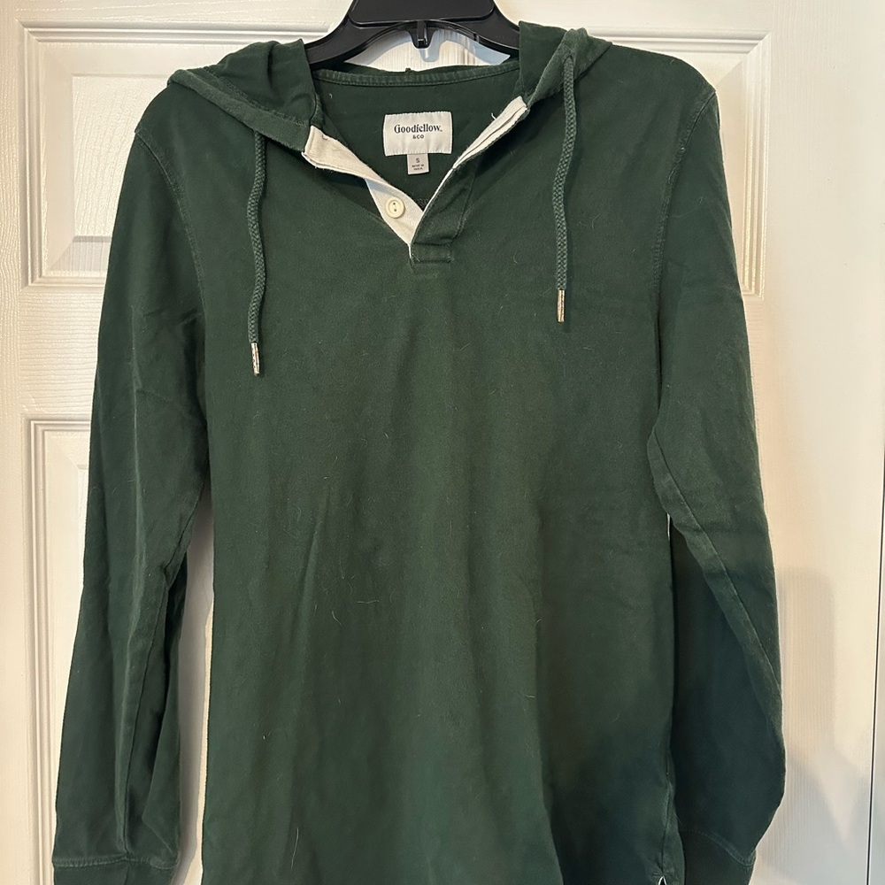 Goodfellow & Co Dark Green Hooded Long-Sleeve Shirt